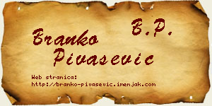 Branko Pivašević vizit kartica